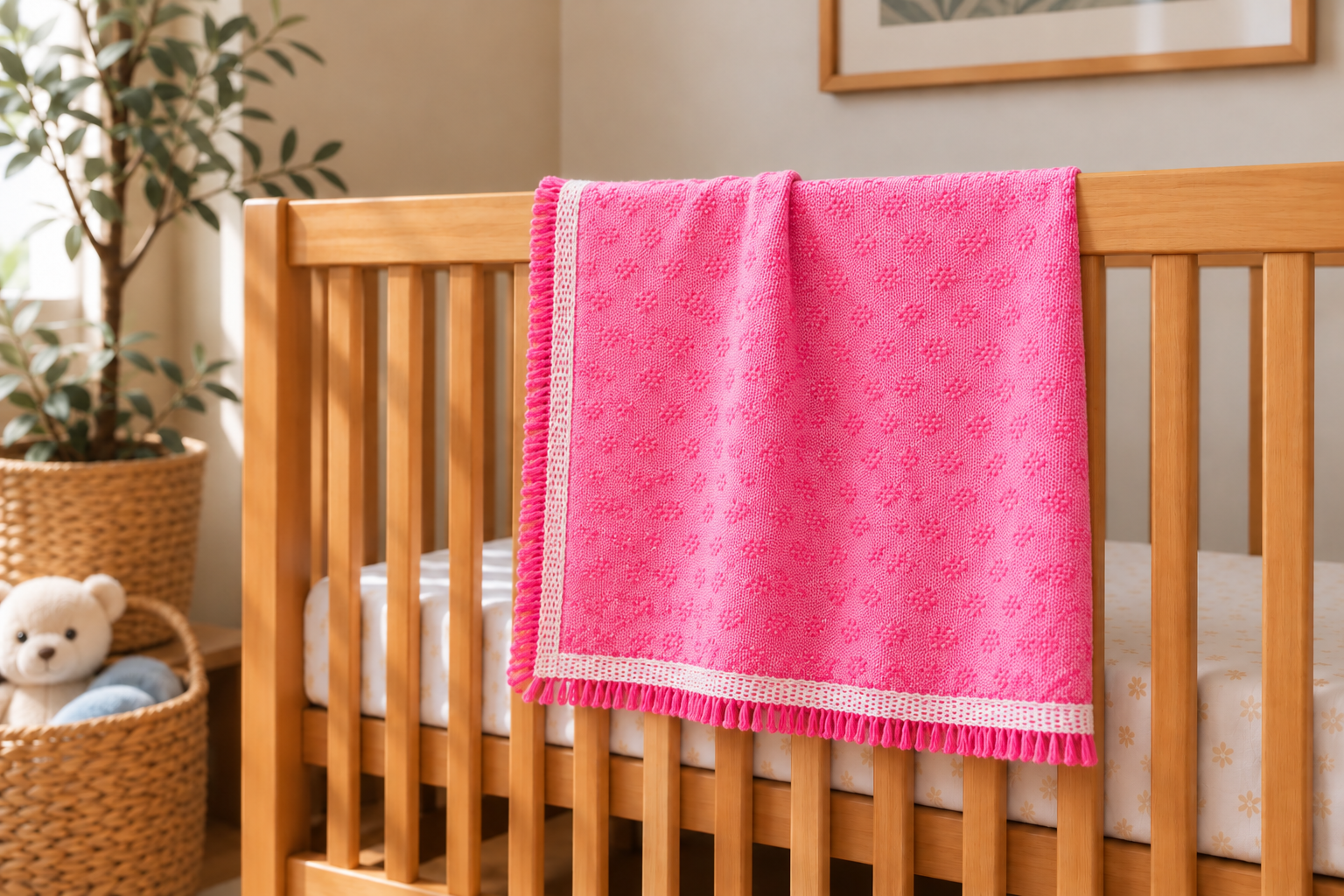Dark pink inabel baby blanket