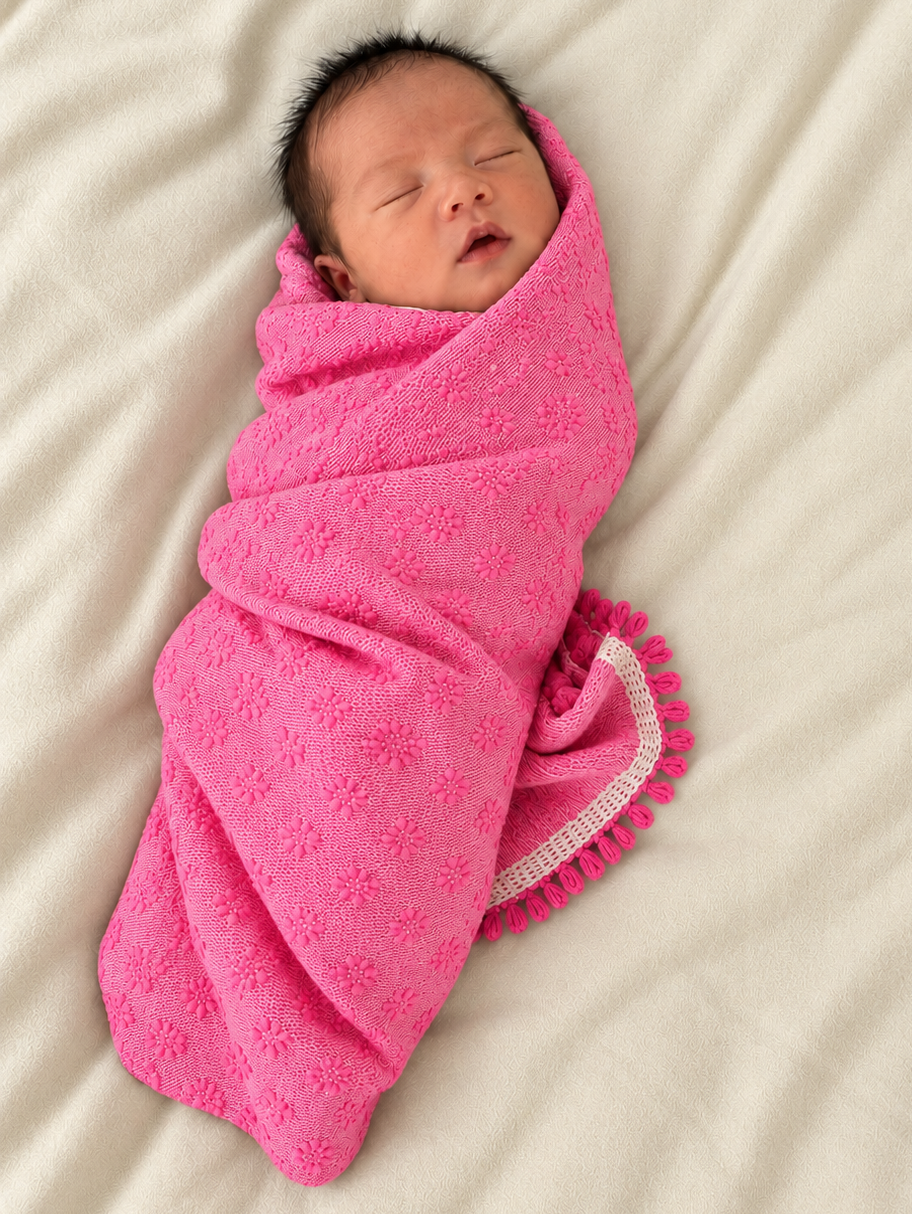 Dark pink inabel baby blanket