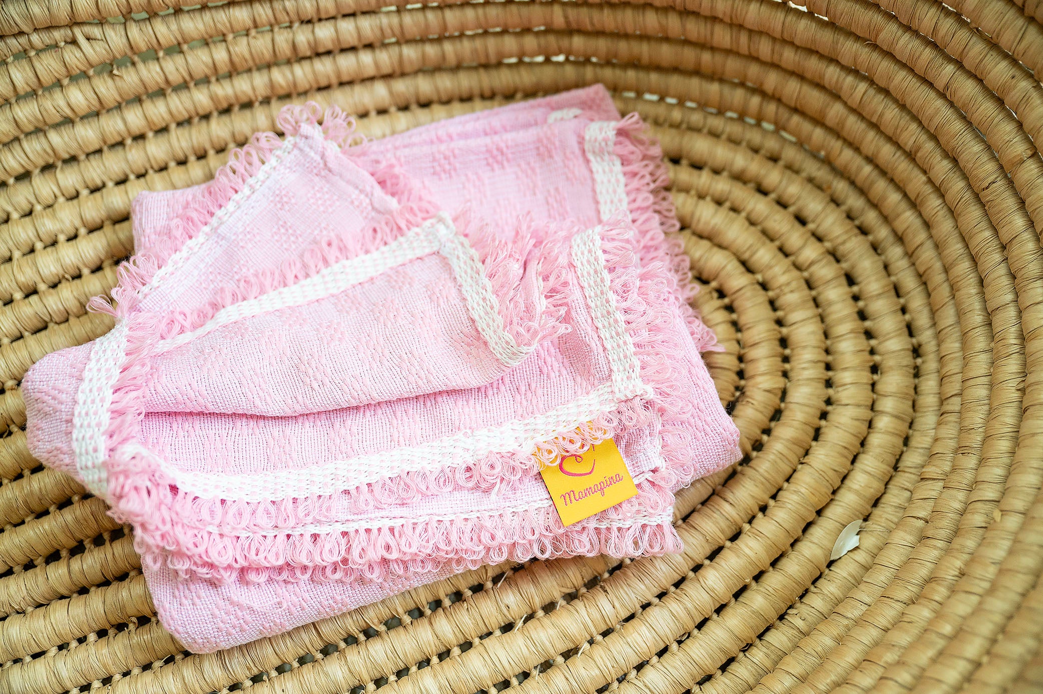 Light pink inabel baby blanket