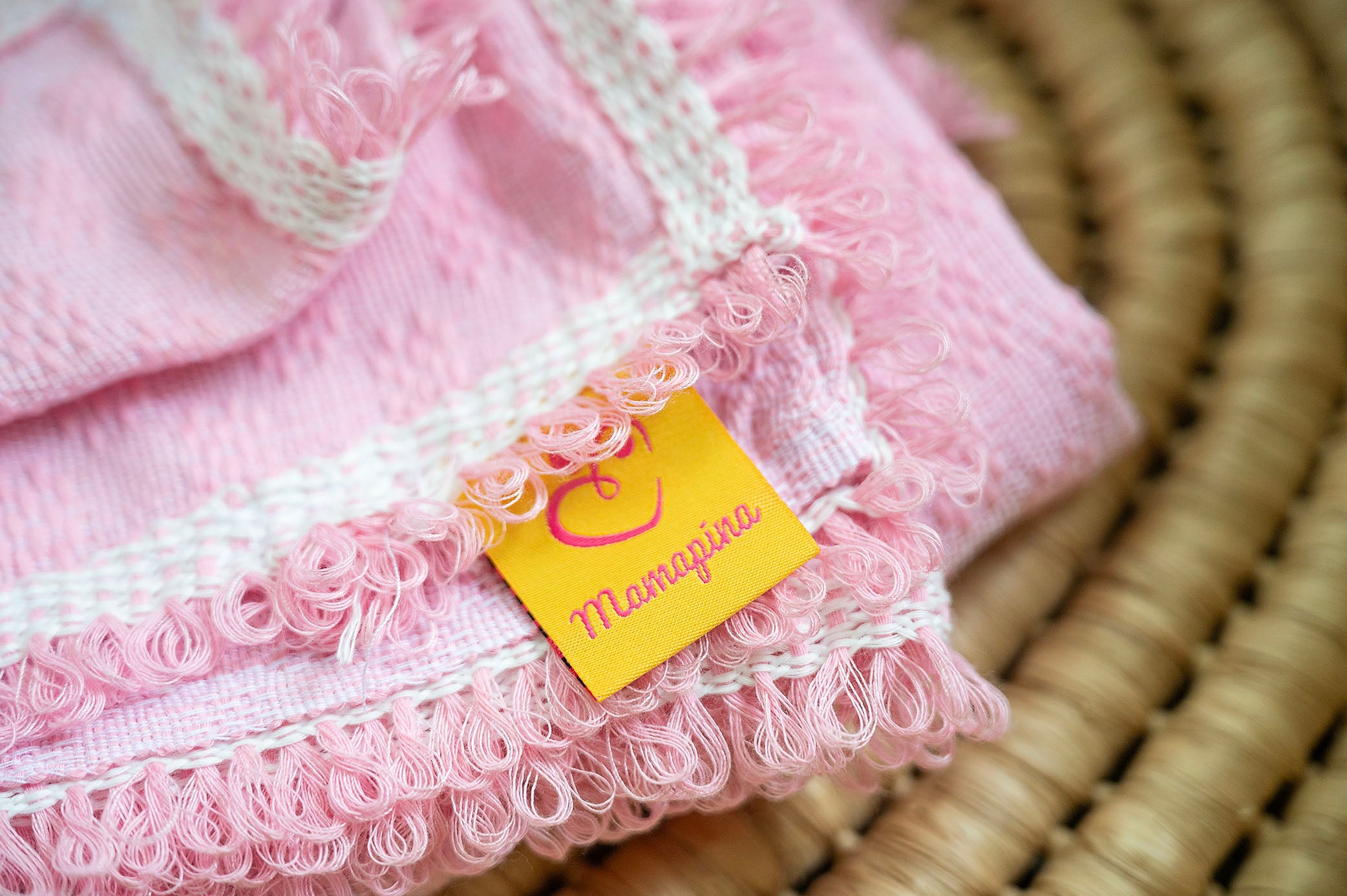 Light pink inabel baby blanket