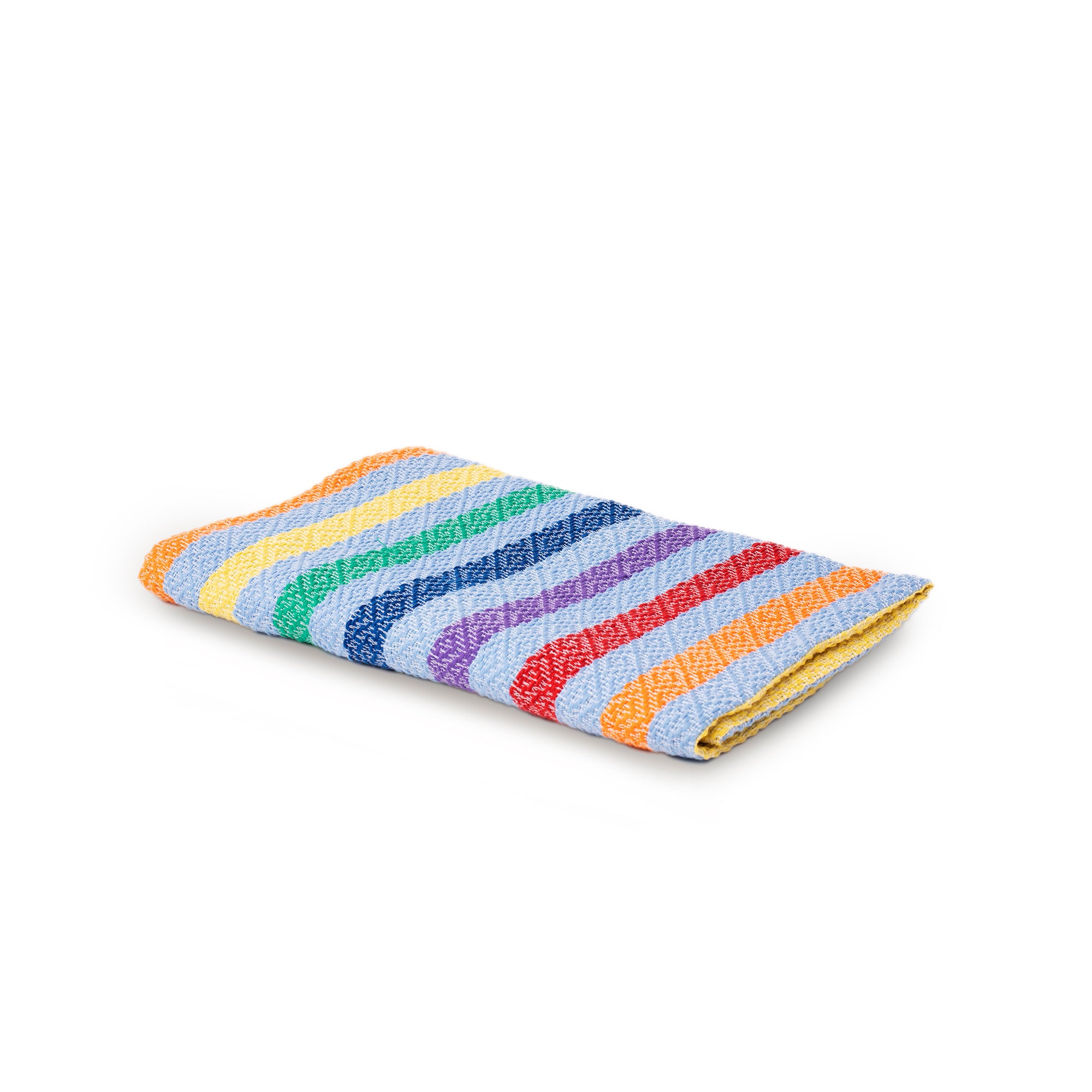 Blue and Rainbow Handwoven Filipino Towel / Toddler Blanket / Yoga Mat / Shawl – Colorful and Lightweight Inabel Weave | 30x60 inches